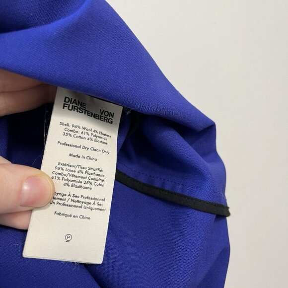DIANE VON FURSTENBERG Colorblock Tailored Midi Dress In Electric Blue Multi 2 - Picture 6 of 9